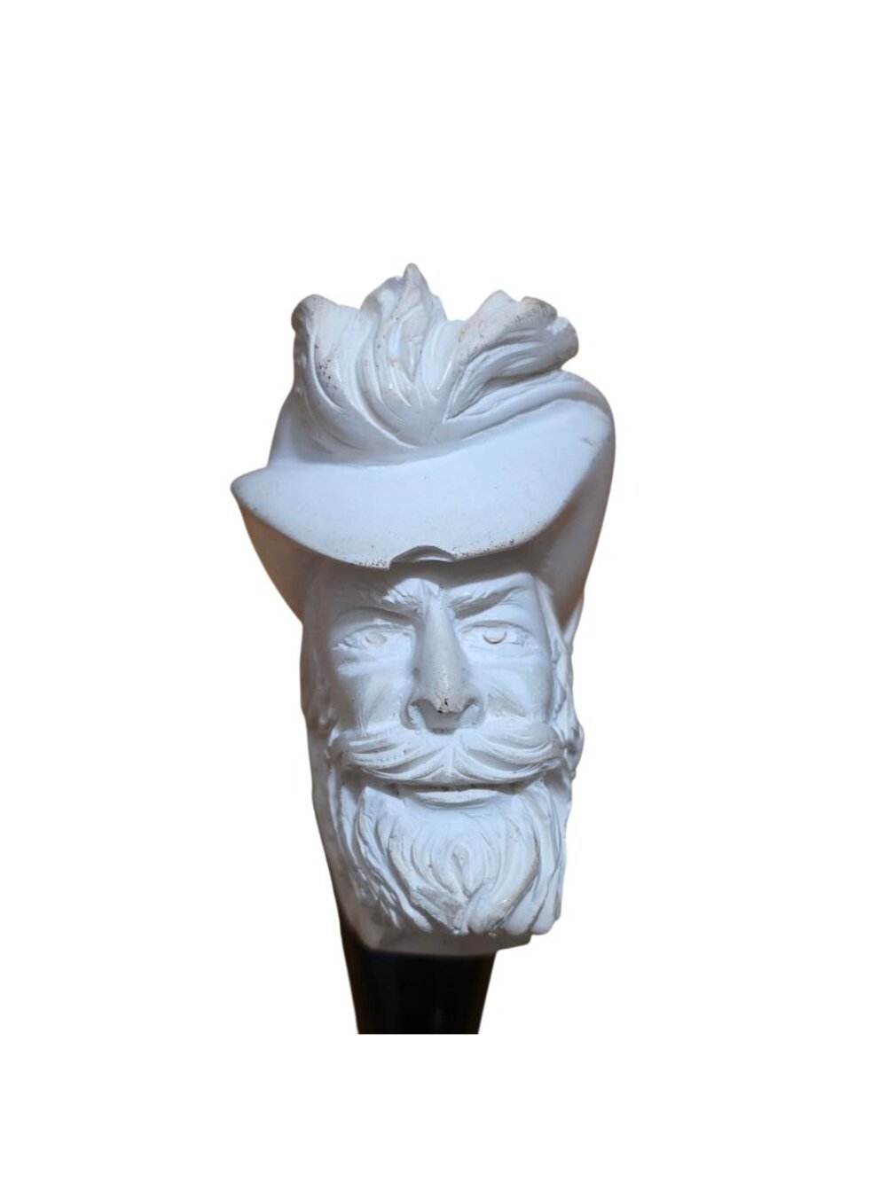 Hand-Carved Cavalier Meerschaum Tobacco Pirate Knight with Cranberry Stem Pipe 4